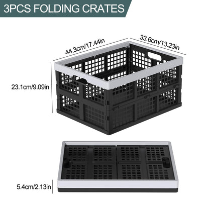 Ziglous 35 Litre Plastic Collapsible Storage Boxes, Folding Storage Crate
