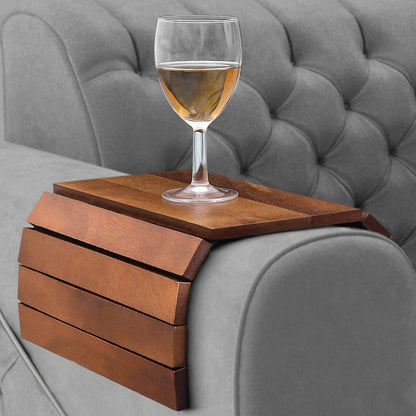 Sofa Arm Tray, Foldable Couch Tray Wooden Armrest Tray, Sofa Tray & Organiser for Drinks, Snack, Magazine, and Remote (Acacia Wood)