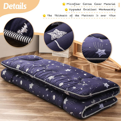 MAXYOYO Japanese Floor Mattress Futon Mattress, Thicken Tatami Mat Sleeping Pad Foldable Roll Up Mattress Dormitory Mattress Pad Floor Lounger Pillow