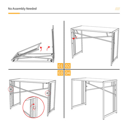 Lutown-Teen Folding Desk 47 inch No Assembly Required, White