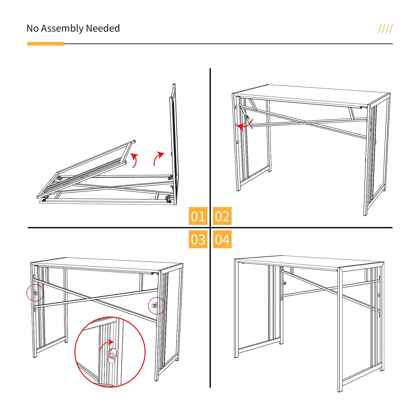 Lutown-Teen 103 cm Folding Desk No Assembly Required, Black Oak