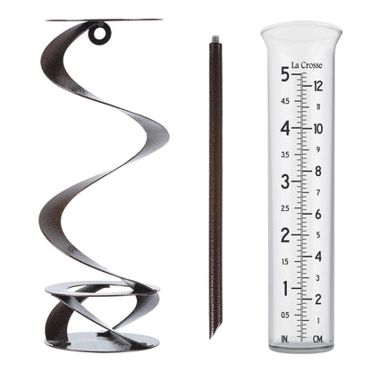 La Crosse 704-56357-INT Helix Spiral Metal Rain Gauge, Hammered