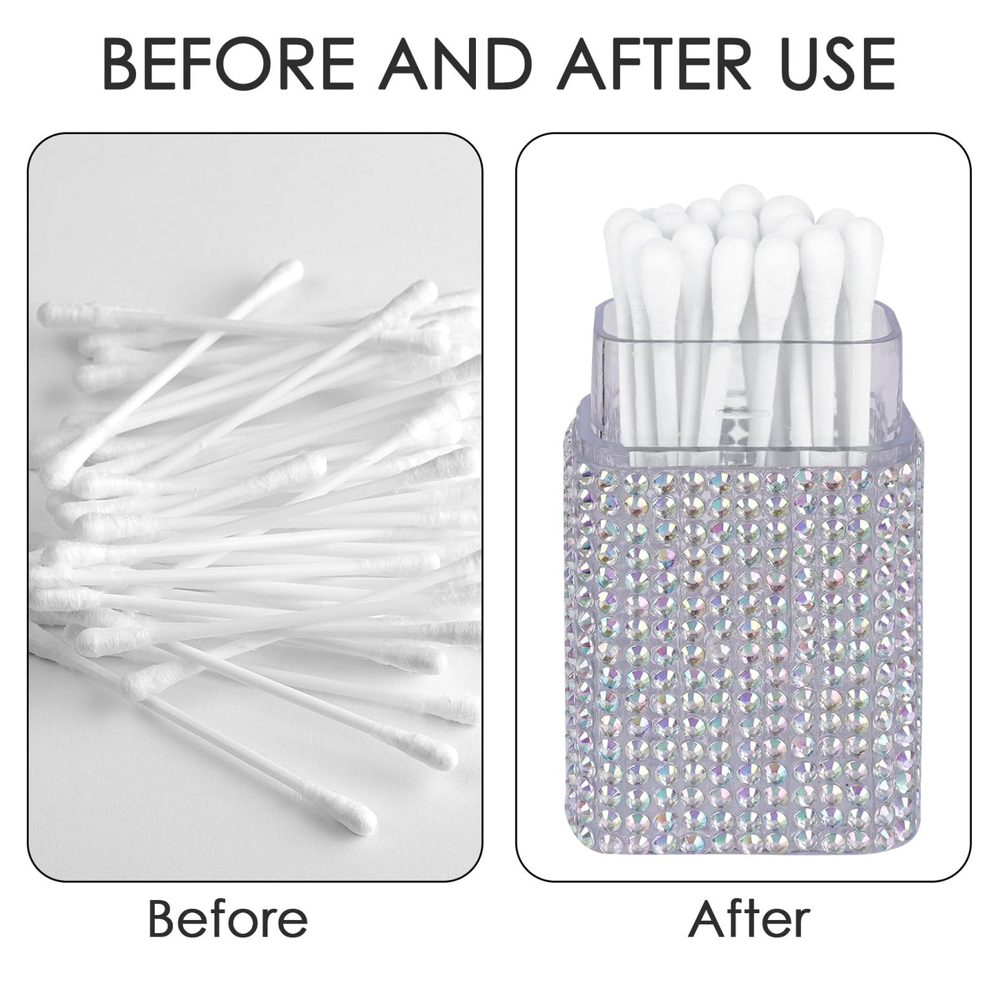 ReignSword 2 Pack Cotton Swab Holder for Travel, Portable Diamond Dental Floss Storage Box, Small Qtips Case Cosmetic Sponge Dispenser Container
