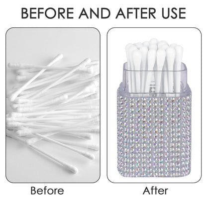 ReignSword 2 Pack Cotton Swab Holder for Travel, Portable Diamond Dental Floss Storage Box, Small Qtips Case Cosmetic Sponge Dispenser Container