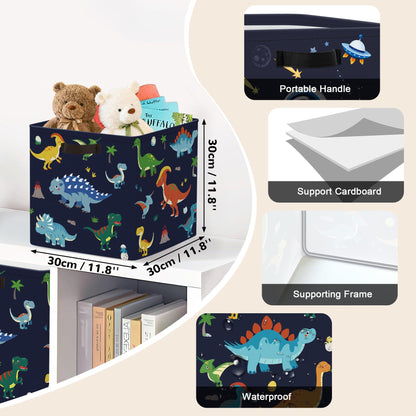 Clastyle 3 pcs Dinosaur Cube Storage Boxes for Shelves Kallax Boxes