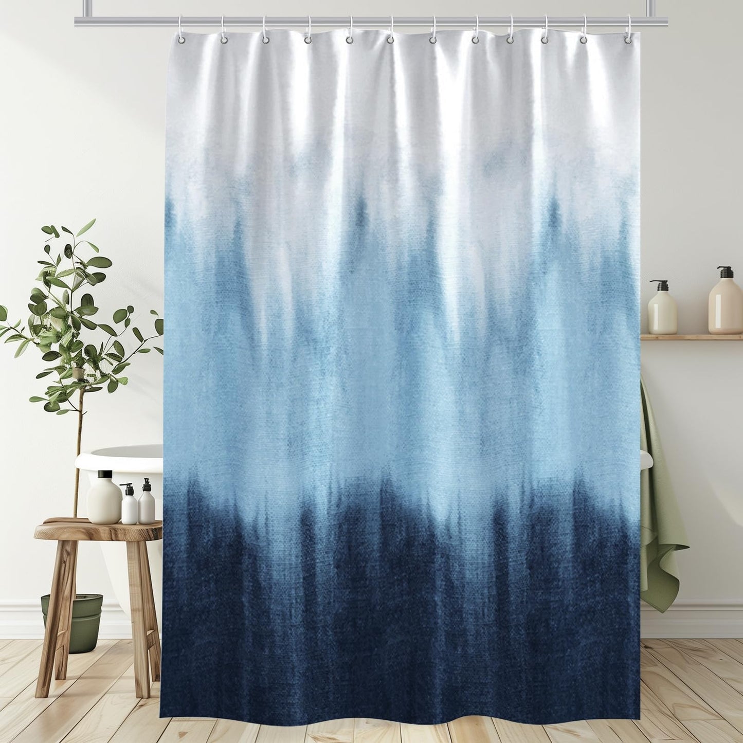 Lirzxin Forest Shower Curtain, Wetroom Shower Curtains for Bathroom Polyester Abstract Gradient Modern Thick Mildew Resistant Bath Curtain with Hooks