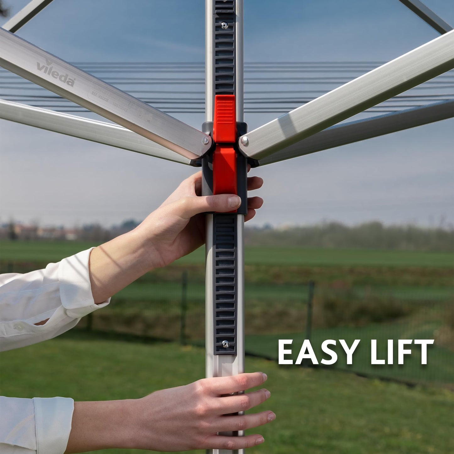 Vileda Sun-Lift 40m 4 Arm Compact Rotary Washing Line with Rotary Line Cover and Ground Socket