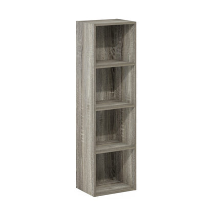 Furinno PASIR Book Shelf, 4-Tier Modern Bookshelf, Open Shelves Bookcase 9 x 12 x 42, for Living Room, Bedroom, Home Office, French Oak