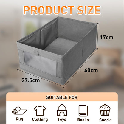 lisetar 4 Pack Foldable Linen Wardrobe Storage Organiser with Clear Window — Clothes Organiser for Wardrobe