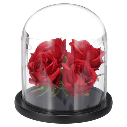 sourcing map Glass Cloche Display Dome, 6.6" x 5.9" Glass Dome Display Case Wood Base Tabletop Jar Case Decorative Bell Jar for Plant Home Decor