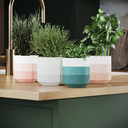 AmeliaHome Ceramic Storage Box Ombre Pattern Organiser Flower Pot 9 x 9.8 cm Fino Powder Pink White