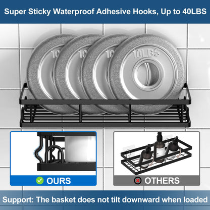 UUlioyer Shower Caddy, Shower Shelf No Drilling (Black-2 Pack)