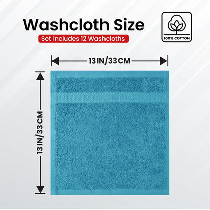 Infinitee Xclusives 100% Cotton Luxury Wash Cloths for Showering - 12 Pack