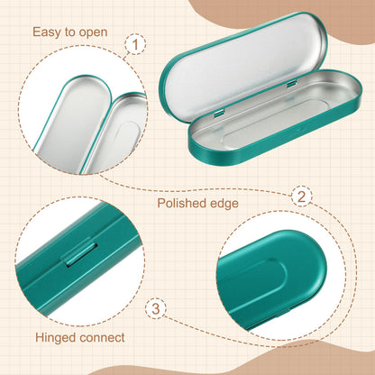 sourcing map 2Pcs Metal Tin Box Container, 6.9x2.4x0.7 Oval Empty Hinged Lid Box with Self Adhesive Colored Sticker