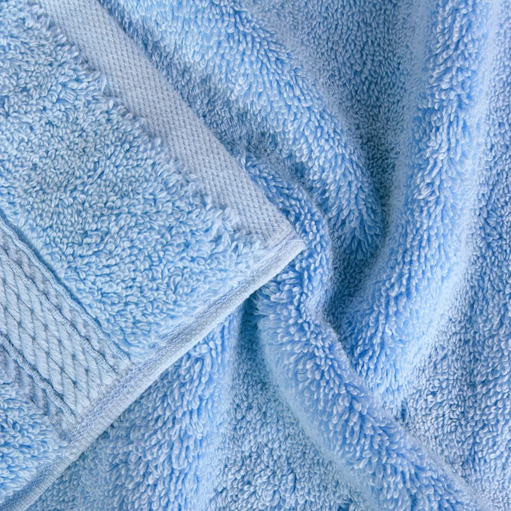 Superior 900 Gram 100% Premium Long-Staple Combed Cotton 6-Piece Face Towel Set, Light Blue