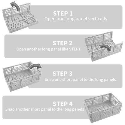 Spesh 2 Pcs Collapsible Storage Boxes Stackable Storage Baskets Folding Plastic Crates Foldable Crate Bins with Handles for