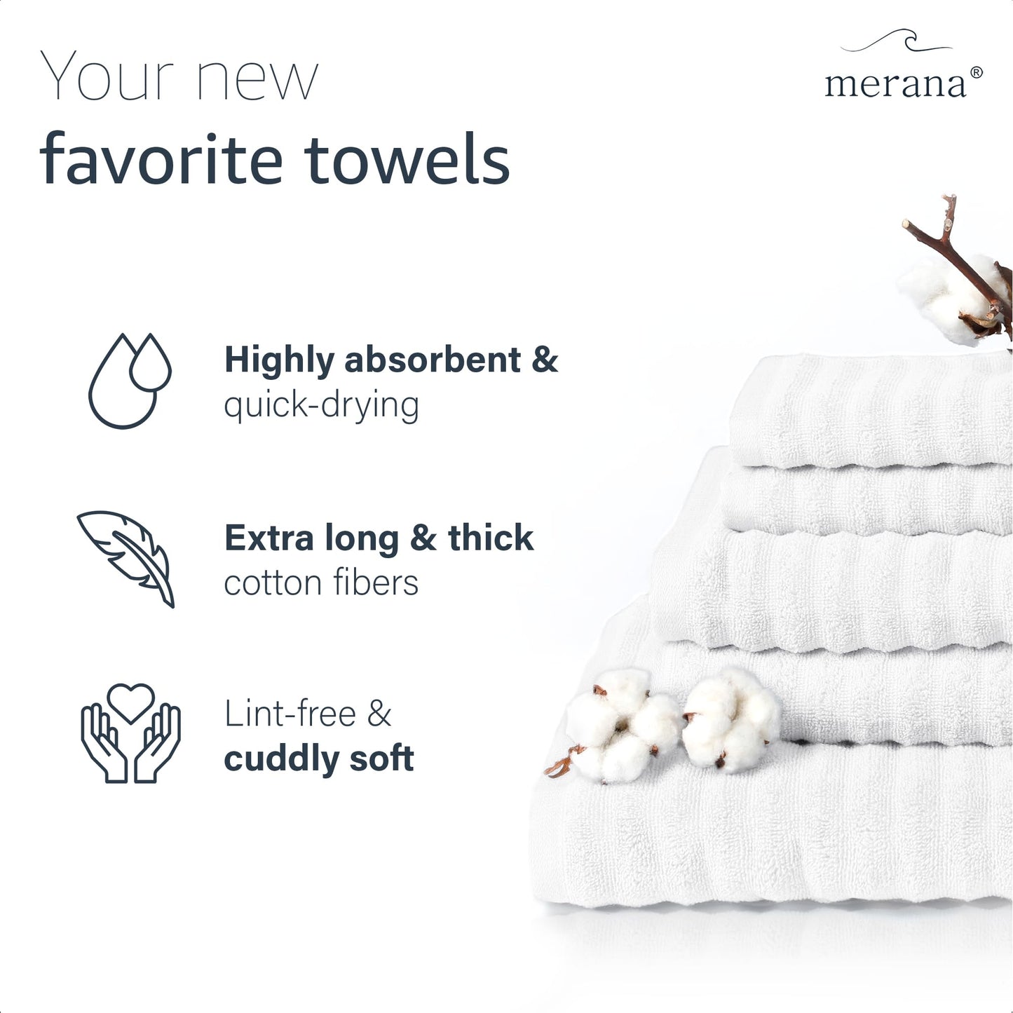 Merana OSLO towel set | quick-drying, soft & lint-free | terry luxury quality | 100% cotton terrycloth | OEKO-TEX | 590 GSM | gift set | White