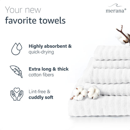 Merana OSLO towel set | quick-drying, soft & lint-free | terry luxury quality | 100% cotton terrycloth | OEKO-TEX | 590 GSM | gift set | White