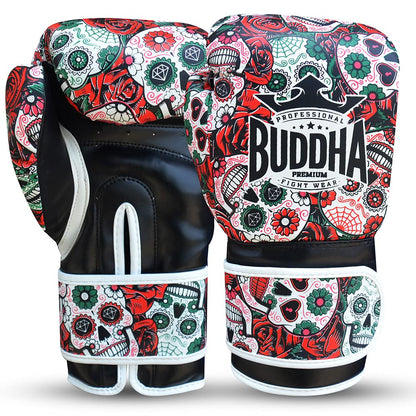 BUDDHA FIGHT WEAR - Mexican Boxing Gloves - Muay Thai - Kick Boxing Synthetic Leather - GS-3 Inner Padding - Impact Protection - Red Color - Size 14