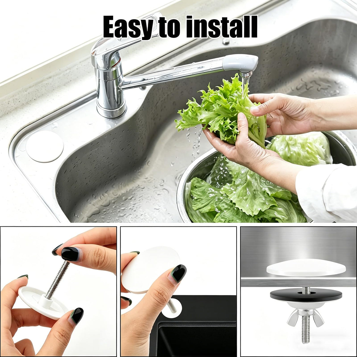 Sink Blanking Cap,Tap Hole Stopper Stainless Steel Sink Hole Cover Tap Blanking Plug for Kitchen Bathroom Overflow Cover Plug for Keeps Kitchen