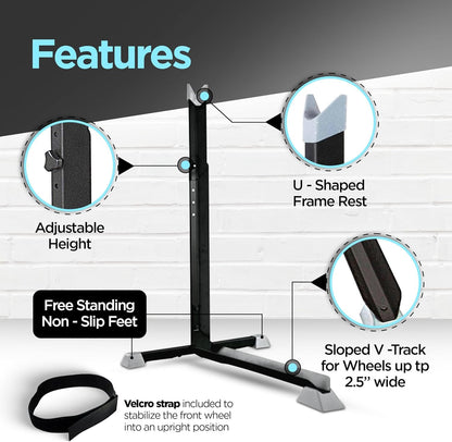 Bike Nook Bicycle Stand, Portable and Stationary Space-Saving Rack with Adjustable Height, for Indoor Bike Storage