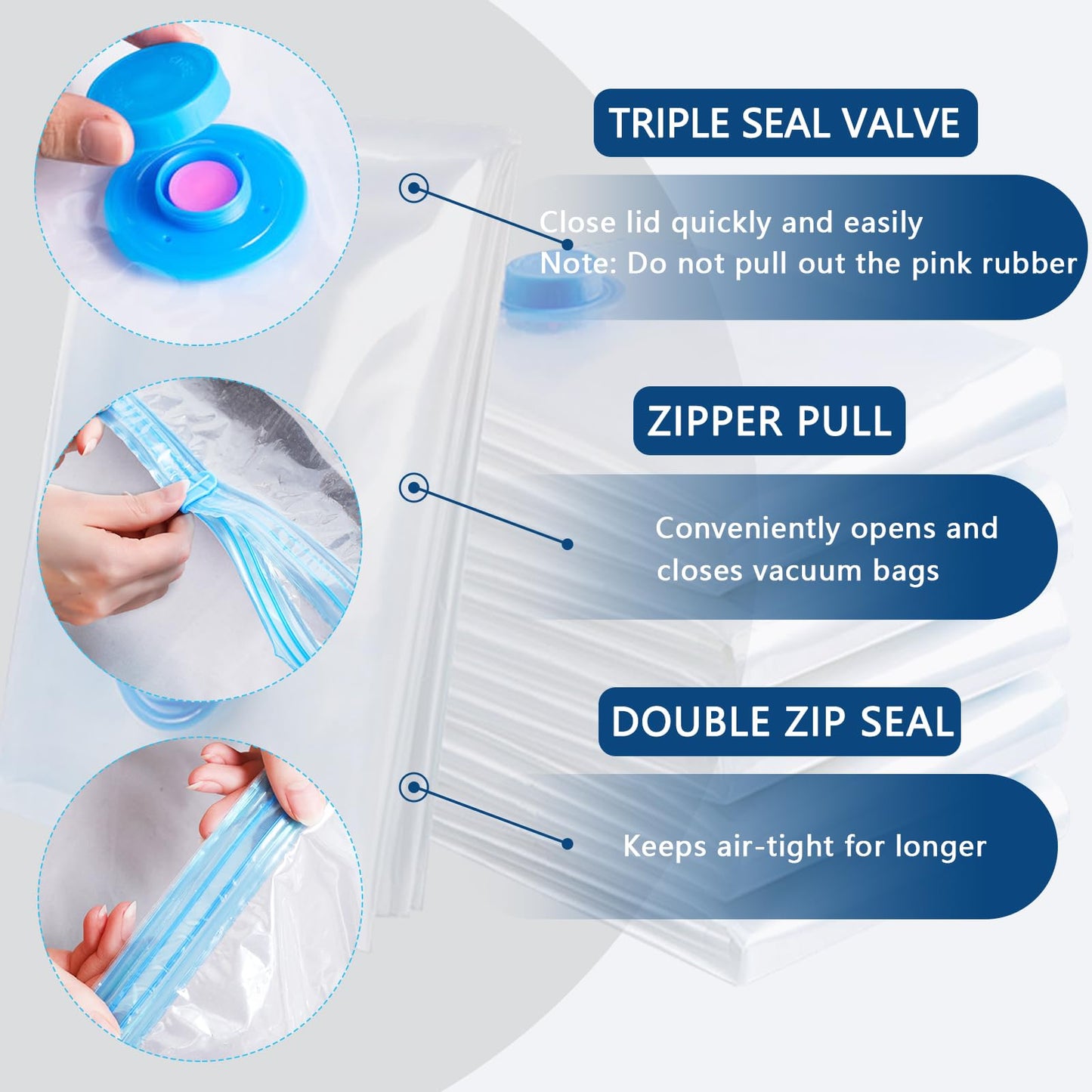 Vacuum Storage Bags - 6 Pack Jumbo (80X100cm) Space Saver Sealer Compression Bags, Reusable Vacuum Bags for Storage Clothes, Duvets, Bedding, Quilts