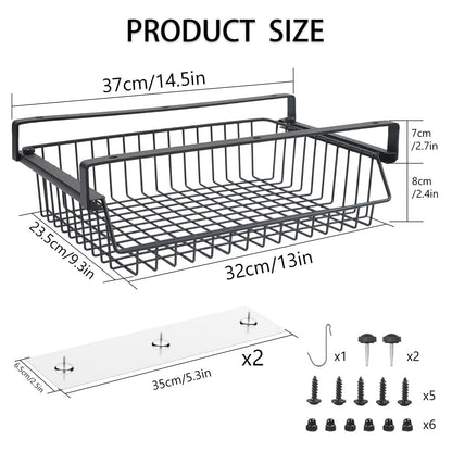 Gemsaya Under Desk Drawer Organiser, Self-Adhesive Hidden Pull Out Shelf Storage Drawer Box