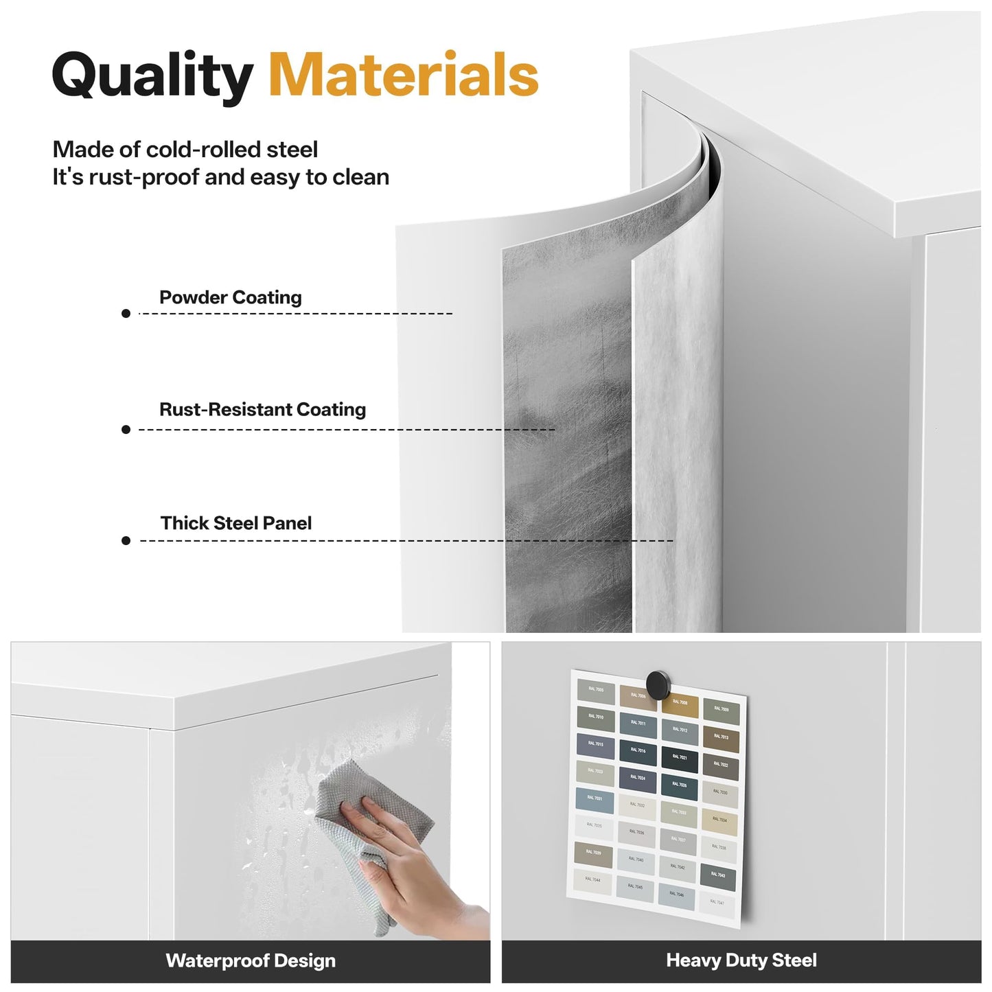 Metal Storage Cabinet, Tall Locking Storage Cabinet, White, 180*80*40cm