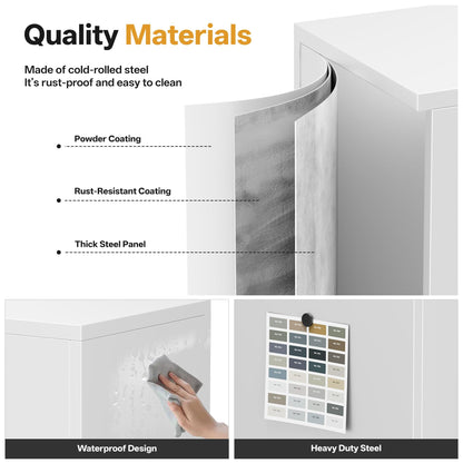 Metal Storage Cabinet, Tall Locking Storage Cabinet, White, 180*80*40cm