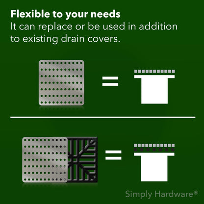 Simply Hardware® Square Drain Guard/Swirl Cover - 4 Inch up to 9 Inch Stainless Steel - Keep Drains Clear from Leaves & Debris - 8" x 8"