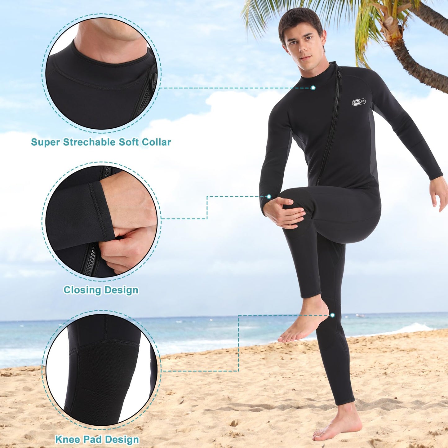 Wetsuit for Men, Mens Wetsuits Full Length Wetsuit, 3mm Neoprene Wet Suit Mens Wetsuit Wet Suits for Diving Snorkeling Swimming Surfing
