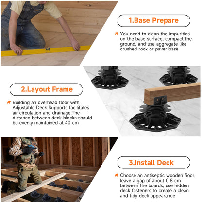 TTBDEHTK Adjustable Deck Support Pedestal, 24 Pack, 1-3/16" to 2-3/4"
