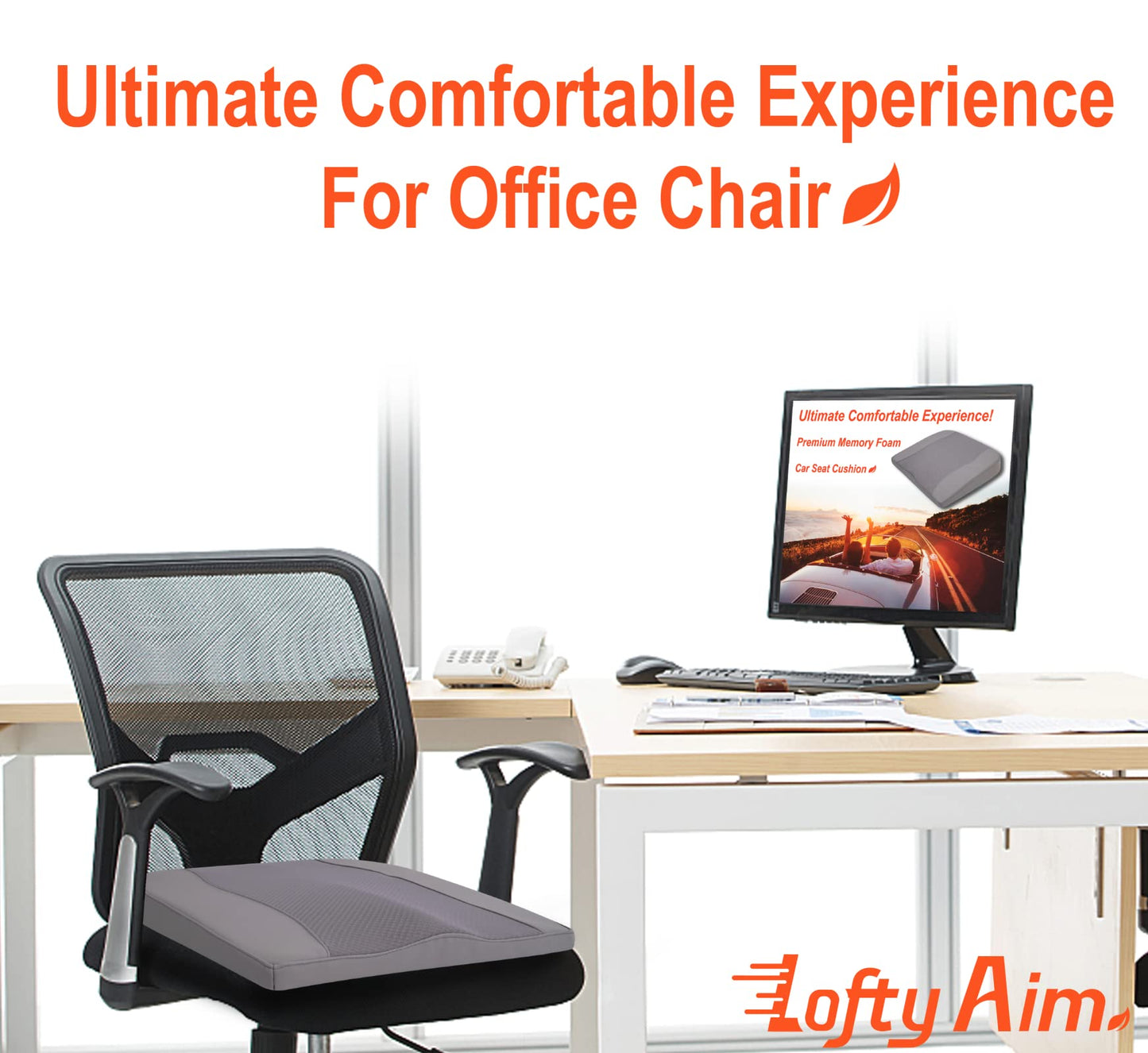 Lofty Aim Car Seat Cushion, Memory Foam Car Seat Cushions for Long Driving