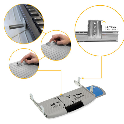 Emuca - Sliding keyboard shelf with auxiliar mouse tray, under desk keyboard tray