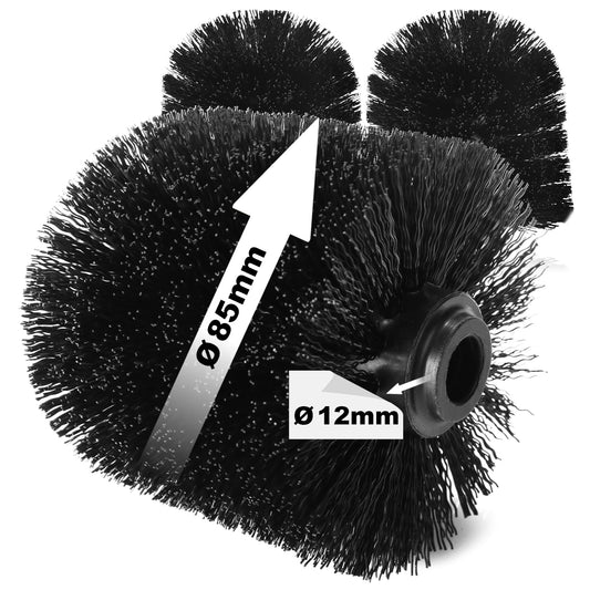 COM-FOUR? 3x replacement toilet brush heads for toilet brushes - replacement brushes in black for toilet brushes - replacement toilet brush heads (3