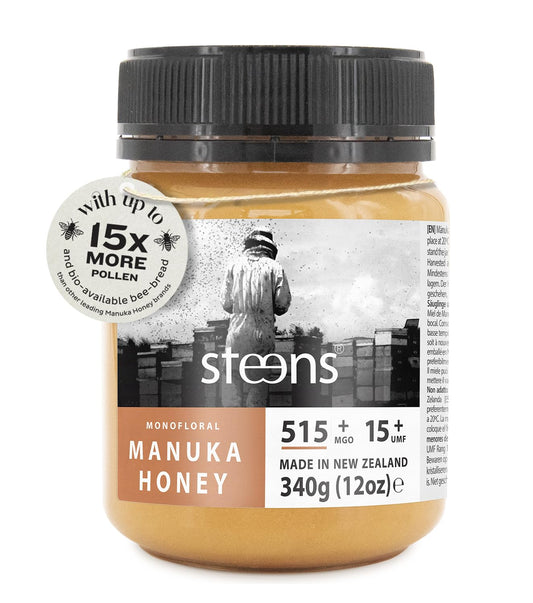 Steens Manuka Honey - MGO 515+ - Pure & Raw 100% Certified UMF 15+ Manuka Honey - Bottled and Sealed in New Zealand - 340 g