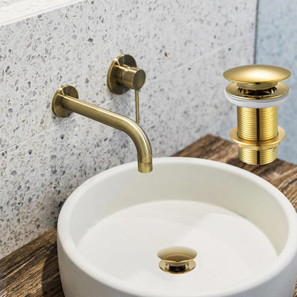 Xcel Home Gold Unslotted Basin Waste, Mushroom Dome, Pop Up, Brass, Polished, Replacement Bathroom Sink Plug