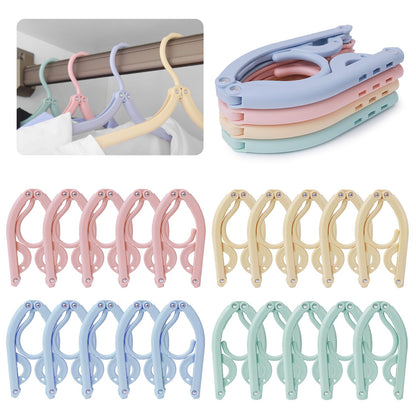 20PCS Folding Clothes Hangers Travel Portable Plastic Coats Hangers 4Colors