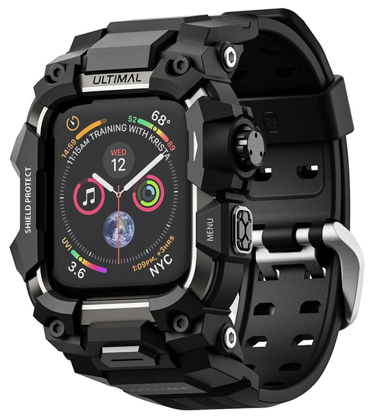 ULTIMAL Rugged Case with Band for Apple Watch Straps 44mm, Compatible with Apple Watch Series 6/5/4/SE/SE2/SE3, Enhanced Military Grade Shockproof