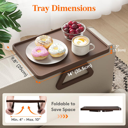 Lifewit Plastic Rotating Couch Armrest Table, Adjustable Sofa Arm Clip Holder Tray for Snack/Fast Food/Fruit/Drink