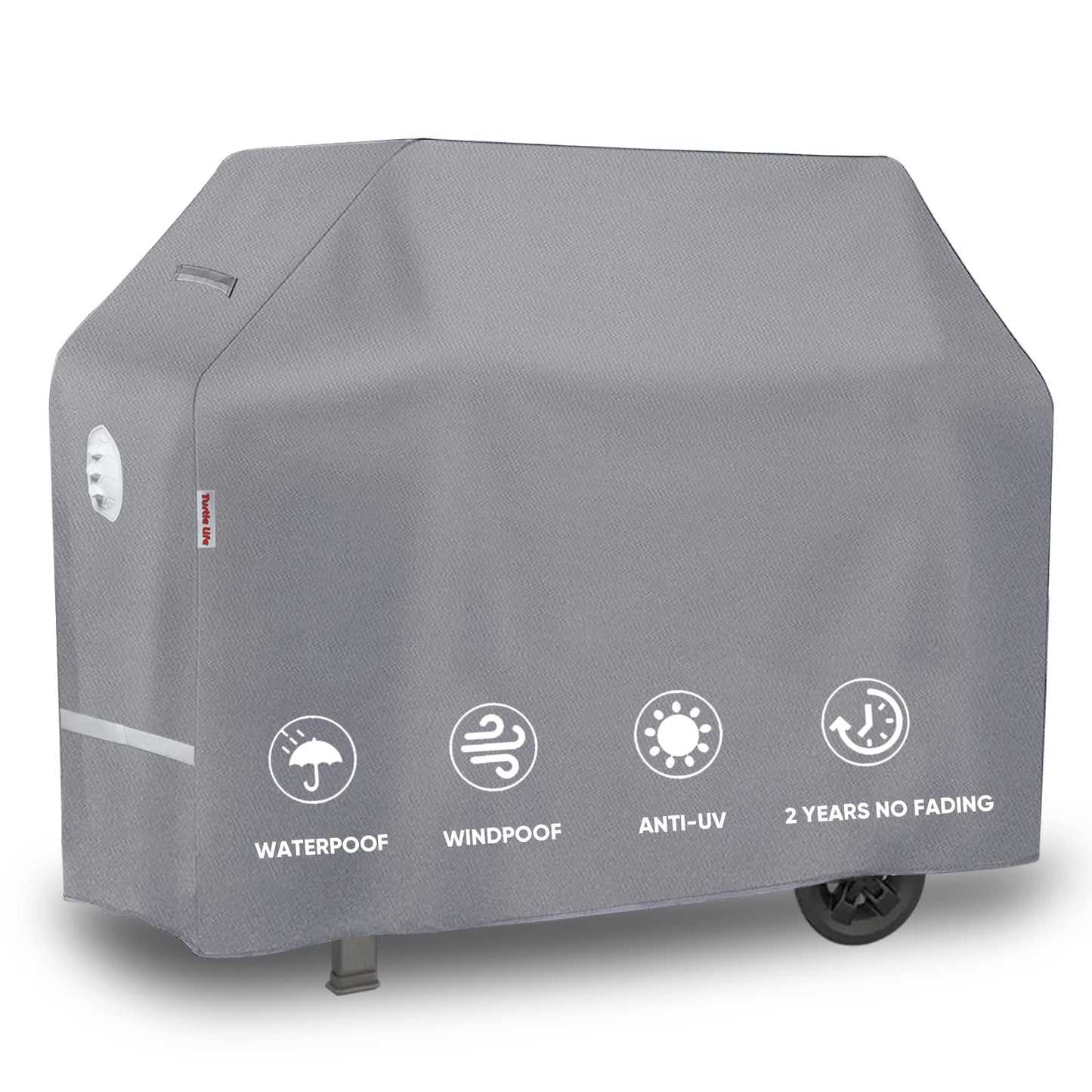 Turtle Life BBQ Grill Cover, 64 Inch Heavy Duty Waterproof 4-6 Burner Barbecue Gas Grill Covers for Weber Genesis Char-Broil Brinkmann, No Fading