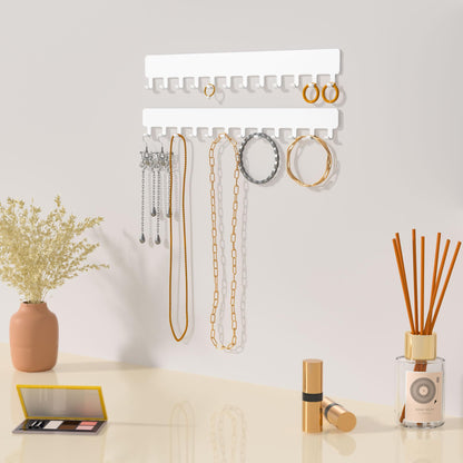 Josmimic Wall Necklace Organizer Holder: Wall Mounted Jewelry Hanging Storage Necklaces Display Hanger White 2 PCS