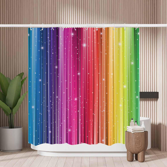 Woutay Shower Curtain Mould Proof Resistant Rainbow,Water Repellant Fabric,Polyester,with 12 Plastic Hooks
