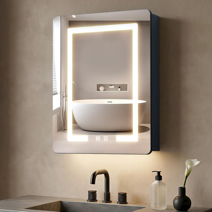 70×50cm Aluminum LED Bathroom Mirror Cabinets, 3 Color Light Modes