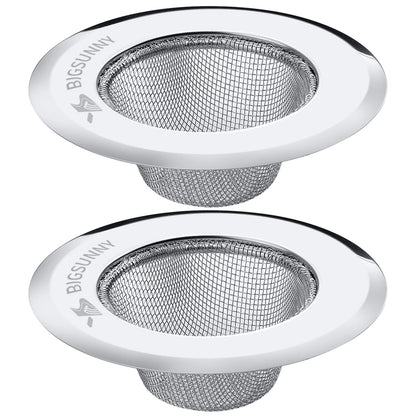 MSY BIGSUNNY Mesh Sink Strainer Set of 2, Stainless Steel Kitchen Drain Strainer with Large Wide Rim 4.5 inch Diameter