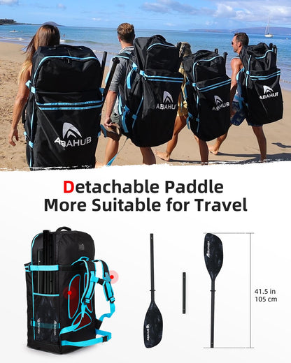 Abahub Adjustable Kayak Paddle 210-230 cm/82-90 Inches Floating Kayaking Oars Boating Oars Canoeing Oars Black with White Wave Print