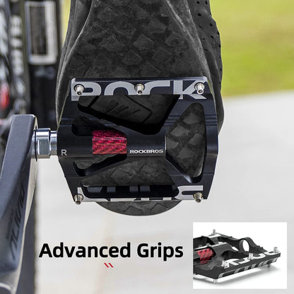 ROCKBROS Bicycle Pedals 9/16 "Aluminum Alloy MTB Pedals With Sealed Bearings Non-slip Pedals Black