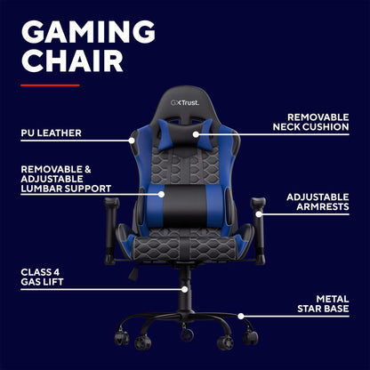 Trust Gaming GXT 708B Resto Gaming Chair, PC Desk Chair, Full 360° Rotatable Seating, Strong and Robust Metal Base Frame, Chair for Computer