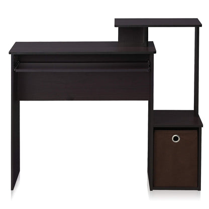 Furinno Econ Multipurpose Home Office Computer Writing Desk, Computer Desk, Study Desk, w/Bin, Dark Walnut, 100.1 (W) x 86.6 (H) x 39.9 (D) cm