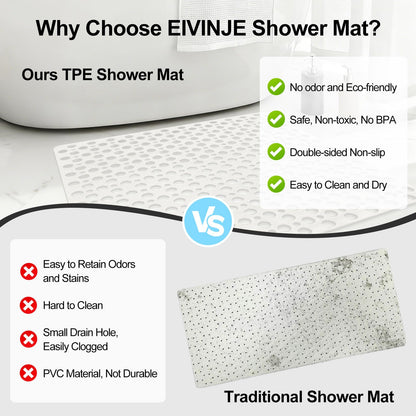 EIVINJE Shower Mat Non Slip Anti Mould: 53 x 53 cm Square Shower Mats for Inside Shower